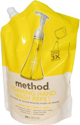 Foaming Hand Wash Refill, Lemon Mint, 28 fl oz (828 ml) by Method-Bad, Skönhet, Tvål, Metodpåfyllnad