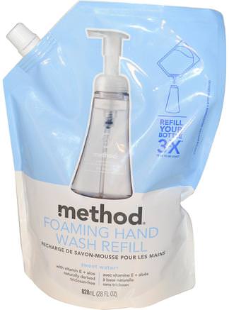 Foaming Hand Wash Refill, Sweet Water, 28 fl oz (828 ml) by Method-Bad, Skönhet, Tvål, Metodpåfyllnad
