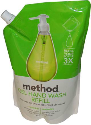 Gel Hand Wash Refill, Cucumber, 34 fl oz (1 L) by Method-Bad, Skönhet, Tvål, Metodpåfyllnad