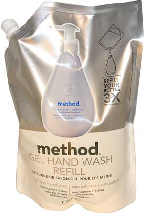 Gel Hand Wash Refill, Free of Dyes + Perfumes, 34 fl oz (1 l) by Method-Bad, Skönhet, Tvål, Metodpåfyllnad