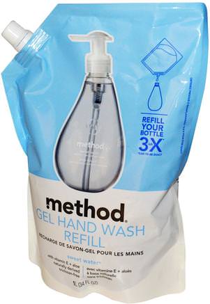 Gel Hand Wash Refill, Sweet Water, 34 fl oz (1 L) by Method-Bad, Skönhet, Tvål, Metodpåfyllnad