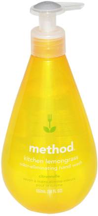 Kitchen Odor-Eliminating Hand Wash, Lemongrass, 18 fl oz (532 ml) by Method-Bad, Skönhet, Tvål