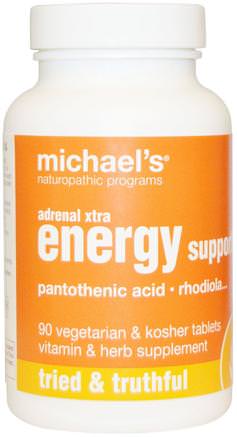 Adrenal Xtra Energy Support, 90 Veggie Tabs by Michaels Naturopathic-Hälsa, Energi, Kosttillskott, Binjur
