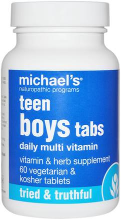 Teen Boys Tabs, Daily Multi-Vitamin, 60 Tablets by Michaels Naturopathic-Vitaminer, Multivitaminer, Barn Multivitaminer