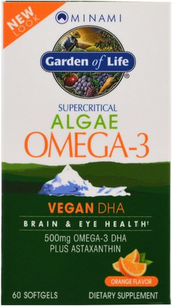 Algae Omega-3, Orange Flavor, 60 Softgels by Minami Nutrition-Kosttillskott, Efa Omega 3 6 9 (Epa Dha), Dha