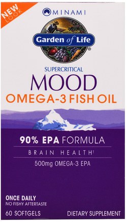 Supercritical Mood Omega-3 Fish Oil, 500 mg, 60 Softgels by Minami Nutrition-Kosttillskott, Efa Omega 3 6 9 (Epa Dha), Epa, Fiskolja Mjölk