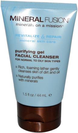 Purifying Gel Facial Cleanser, 1.5 fl oz (44 ml) by Mineral Fusion-Skönhet, Ansiktsvård, Hudtyp Normal Till Torr Hud Typ Combo Till Fet Hud