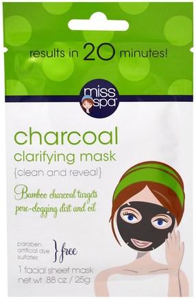 Charcoal Clarifying Mask, 1 Facial Sheet Mask by Miss Spa-Skönhet, Ansiktsmasker, Arkmaskor, Ansiktsvård