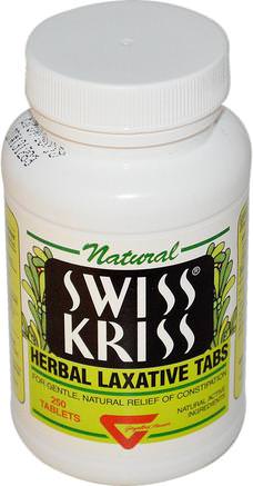 Swiss Kriss, Herbal Laxative Tabs, 250 Tablets by Modern Products-Hälsa, Förstoppning