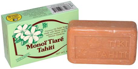Coconut Oil Soap, Coconut Scented, 4.55 oz (130 g) by Monoi Tiare Tahiti-Bad, Skönhet, Tvål