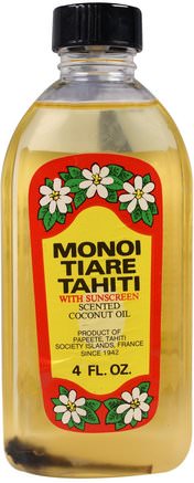 Sun Tan Oil With Sunscreen, 4 fl oz (120 ml) by Monoi Tiare Tahiti-Bad, Skönhet, Kokosnötolja
