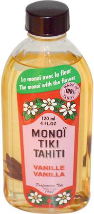 Coconut Oil, Vanilla, 4 fl oz (120 ml) by Monoi Tiare Tahiti-Bad, Skönhet, Kokosnötolja