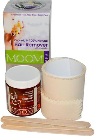 Organic Hair Remover Kit, With Lavender, Spa, 6 oz (170 g) by Moom-Bad, Skönhet, Rakning, Vaxremsor Hårborttagning