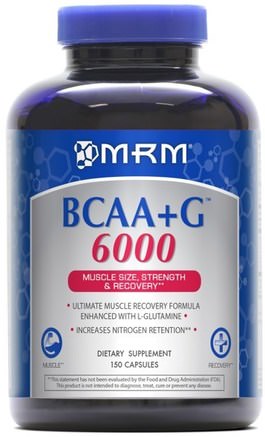 BCAA+G 6000, 150 Capsules by MRM-Kosttillskott, Aminosyror, Bcaa (Förgrenad Kedja Aminosyra), Sport, Muskel