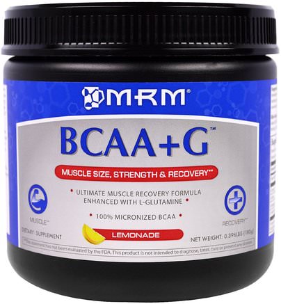 BCAA+G, Lemonade, 0.396 lbs (180 g) by MRM-Kosttillskott, Aminosyror, Bcaa (Förgrenad Aminosyra)