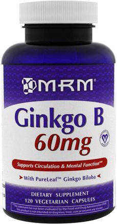 Ginkgo B, 60 mg, 120 Veggie Caps by MRM-Örter, Ginkgo Biloba