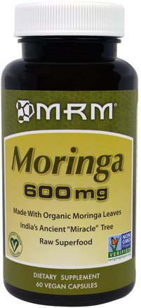 Moringa, 600 mg, 60 Veggie Caps by MRM-Örter, Moringa Kapslar, Hälsa, Energi