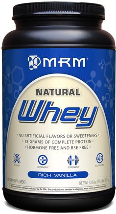 Natural Whey, Rich Vanilla, 32.6 oz (923 g) by MRM-Sport, Kosttillskott, Vassleprotein