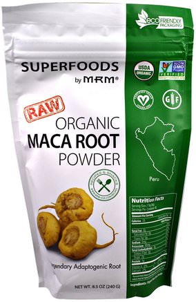 RAW Organic Maca Root Powder, 8.5 oz (240 g) by MRM-Hälsa, Män, Maca, Kosttillskott, Adaptogen