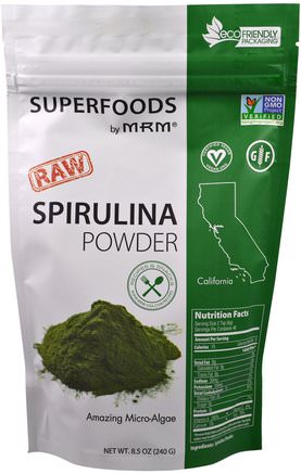 RAW Spirulina Powder, 8.5 oz (240 g) by MRM-Kosttillskott, Spirulina