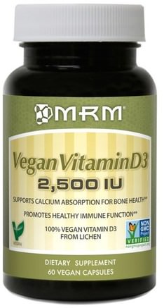 Vegan Vitamin D3, 2.500 IU, 60 Vegan Capsules by MRM-Vitaminer, Vitamin D3