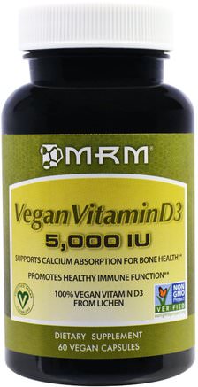 Vegan Vitamin D3, 5.000 IU, 60 Vegan Caps by MRM-Vitaminer, Vitamin D3