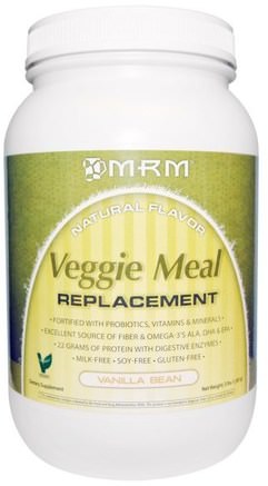 Veggie Meal Replacement, Vanilla Bean, 3 lbs (1.361 g) by MRM-Kosttillskott, Måltid Ersättning Skakningar