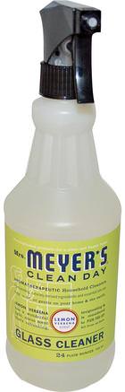 Glass Cleaner, Lemon Verbena Scent, 24 fl oz (708 ml) by Mrs. Meyers Clean Day-Hem, Hushållsrenare, Glas, Fönsterrenare