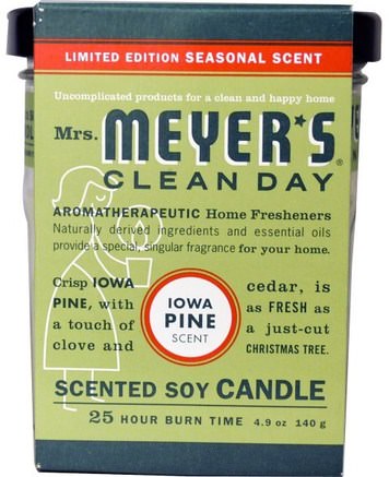 Scented Soy Candle, Iowa Pine Scent, 4.9 oz (140 g) by Mrs. Meyers Clean Day-Sverige