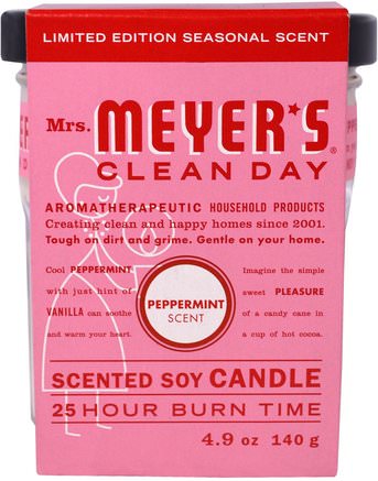 Scented Soy Candle, Peppermint, 4.9 oz (140 g) by Mrs. Meyers Clean Day-Bad, Skönhet, Ljus