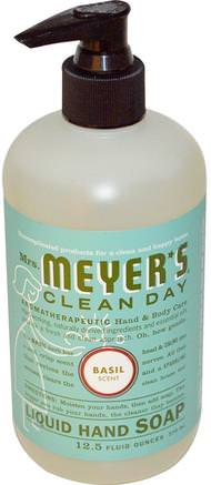 Liquid Hand Soap, Basil Scent, 12.5 fl oz (370 ml) by Mrs. Meyers Clean Day-Bad, Skönhet, Tvål