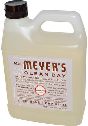 Liquid Hand Soap Refill, Lavender Scent, 33 fl oz (975 ml) by Mrs. Meyers Clean Day-Bad, Skönhet, Tvål, Påfyllnad