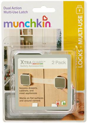 Safety, XtraGuard, Dual Locking Multi-Use Latch, 2 Pack by Munchkin-Barns Hälsa, Bebis, Barn, Munchkin Childproofing
