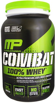 Combat 100% Whey, Vanilla, 32 oz (907 g) by MusclePharm-Kosttillskott, Vassleprotein, Muskel