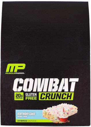 Combat Crunch, Birthday Cake, 12 Bars, 2.22 oz (63 g) Each by MusclePharm-Sport, Protein Barer