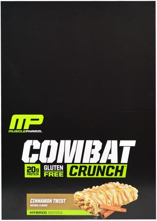 Combat Crunch, Cinnamon Twist, 12 Bars, 63 g Each by MusclePharm-Sport, Protein Barer