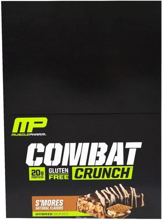 Combat Crunch, Smores, 12 Bars, 2.22 oz (63 g) Each by MusclePharm-Sport, Protein Barer
