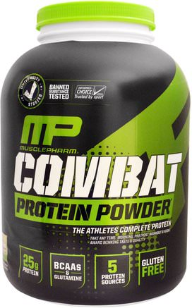 Combat Protein Powder, Cookies N Cream, 64 oz (1814 g) by MusclePharm-Kosttillskott, Protein