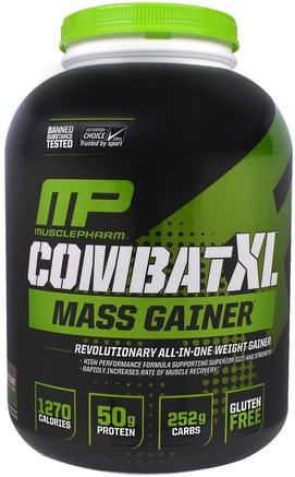 Combat XL Mass Gainer, Chocolate, 6 lbs (2722 g) by MusclePharm-Kosttillskott, Vassleprotein, Viktökning