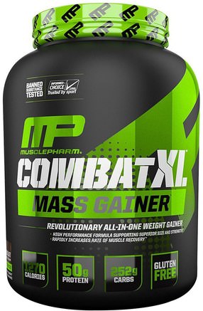 Combat XL Mass Gainer, Vanilla, 96 oz (2722 g) by MusclePharm-Kosttillskott, Vassleprotein, Viktökning