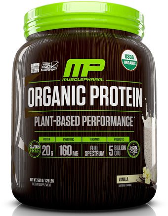 Organic Protein, Plant-Based Performance, Vanilla, 1.25 lbs (567 g) by MusclePharm Natural-Sport, Kosttillskott, Protein