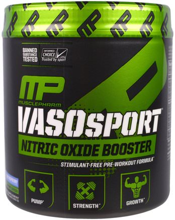 Vasosport Nitric Oxide Booster, Blue Raspberry, 6.35 oz (180 g) by MusclePharm-Sport, Träning, Kväveoxid