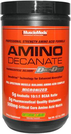 Amino Decanate, Professional Strength Amino Acid Formula, Citrus Lime, 12.7 oz (360 g) by MuscleMeds-Kosttillskott, Aminosyror, Aminosyrakombinationer, Sport, Sport