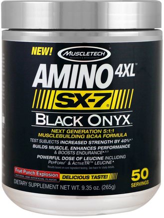 Amino 4XL, SX-7, Black Onyx, Fruit Punch Explosion, 9.35 oz (265 g) by Muscletech-Sporter
