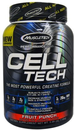 Cell Tech, The Most Powerful Creatine Formula, Fruit Punch, 3.09 lbs (1.40 kg) by Muscletech-Sport, Kreatin