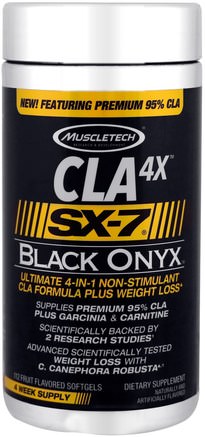 CLA 4X, SX-7, Black Onyx, 112 Fruit Flavored Softgels by Muscletech-Viktminskning, Kost, Sport