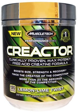 Creactor, Creatine Formula, Lemon-Lime Twist, 7.76 oz (220 g) by Muscletech-Sport, Kreatin