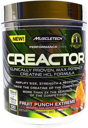 Creactor, Fruit Punch Extreme, 9.51 oz (269 g) by Muscletech-Sport, Kreatin