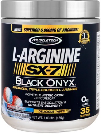 L-Arginine, SX-7, Black Onyx, Icy Rocket Freeze, 1.03 lbs (466 g) by Muscletech-Kosttillskott, Aminosyror, Sport, L Arginin
