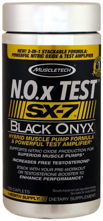 N.O.x Test, SX-7, Black Onyx, 120 Caplets by Muscletech-Hälsa, Energi, Sport